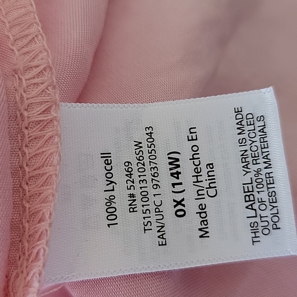 Terra & Sky Light Pink V-Neck Babydoll Top Sz 0X 14W - Picture 10 of 10